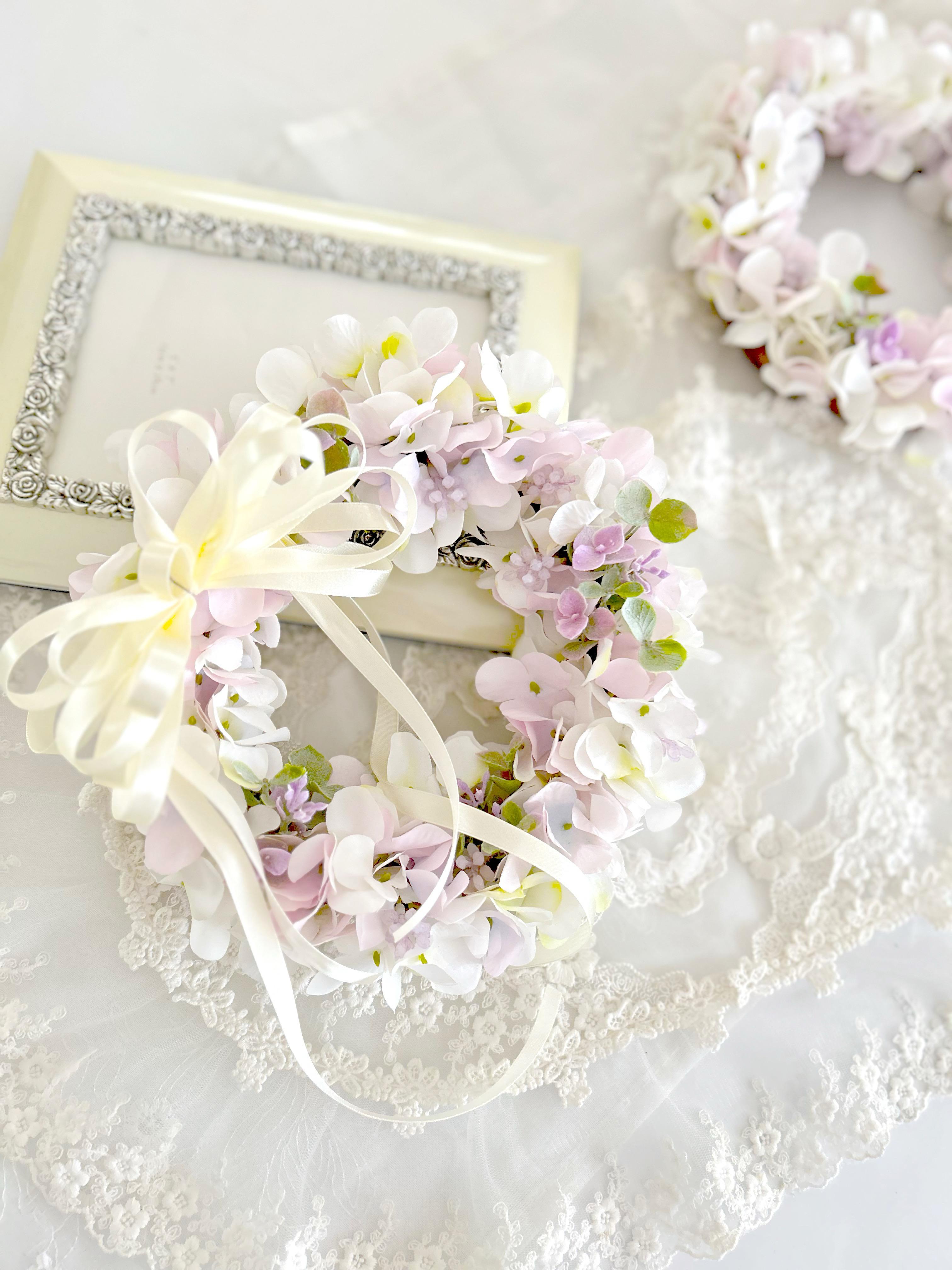 季節特別価格＊美しい紫陽花守りリース＊直径23センチ＊無料ラッピングあり1枚目の画像